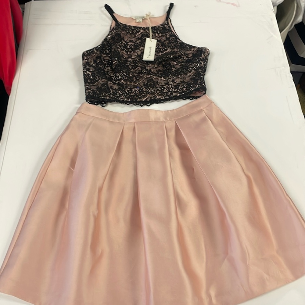 NWT Francescas macayla crop top skirt dress set pink top small & skirt medium